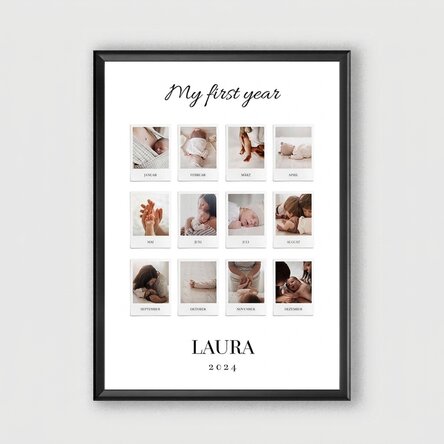 Individuell gestaltetes Bild mit Text und 12 Fotos – My First Year