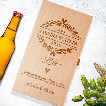 Personalisierte Bierverpackung für drei Flaschen – Elegante Initialen