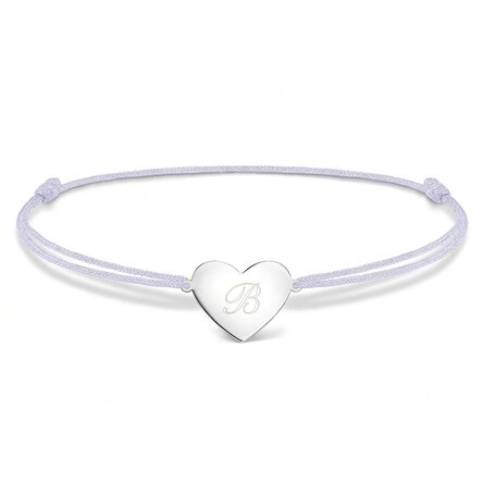 Personalisiertes Kordelarmband – Herz 15 x 13 mm – 925er Silber – Initiale