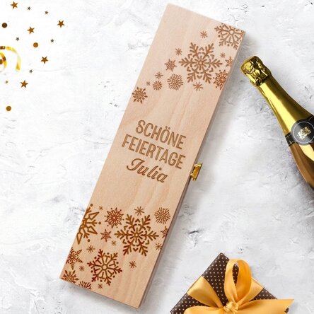 Personalisierte Sektverpackung – Schneeflocken