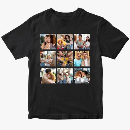 Personalisiertes Baumwoll-T-Shirt mit 9 Fotos