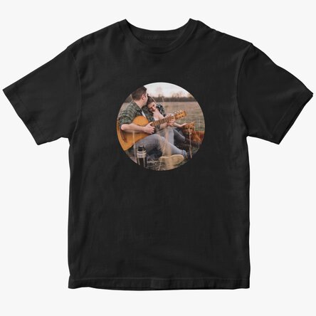 Personalisiertes Baumwoll-T-Shirt mit einem runden Foto