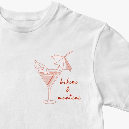 Personalisiertes Baumwoll-T-Shirt mit Aufdruck – Bikini & Martini
