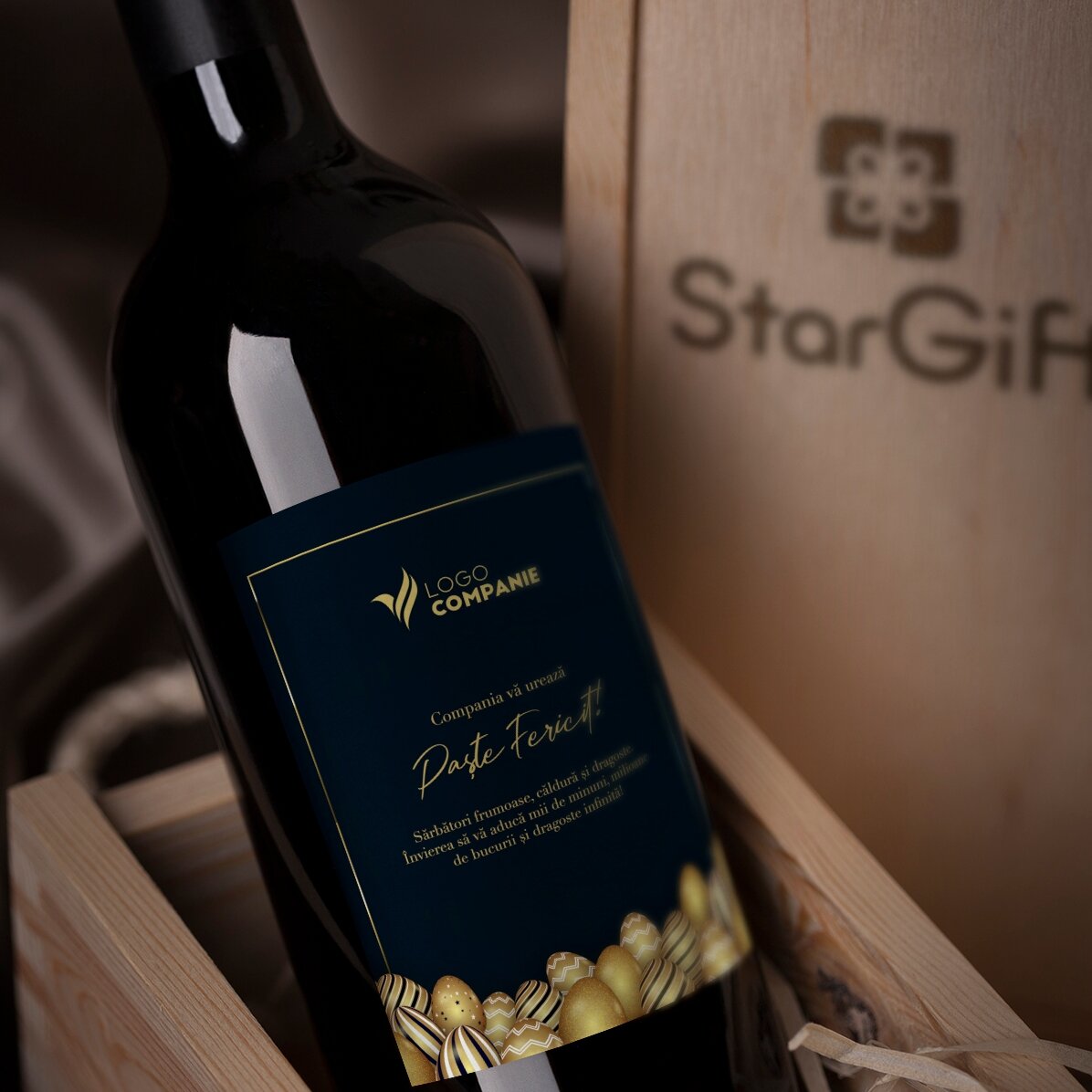 Wein mit individuellem Logo und Text zu Ostern