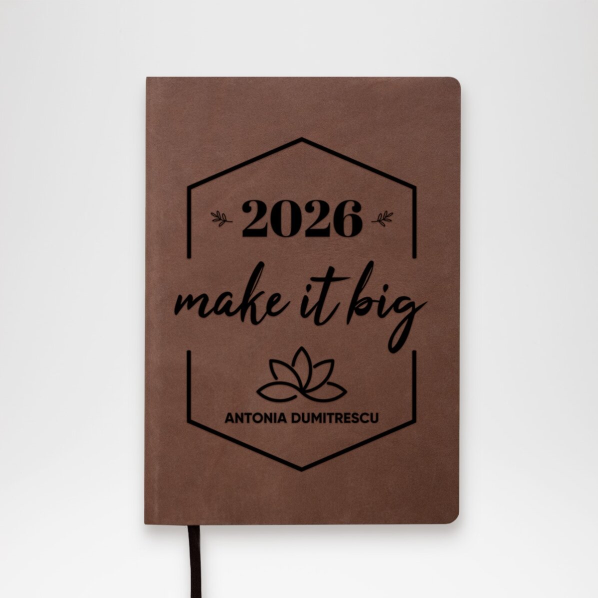 Personalisierter Lederkalender mit Neujahrstext