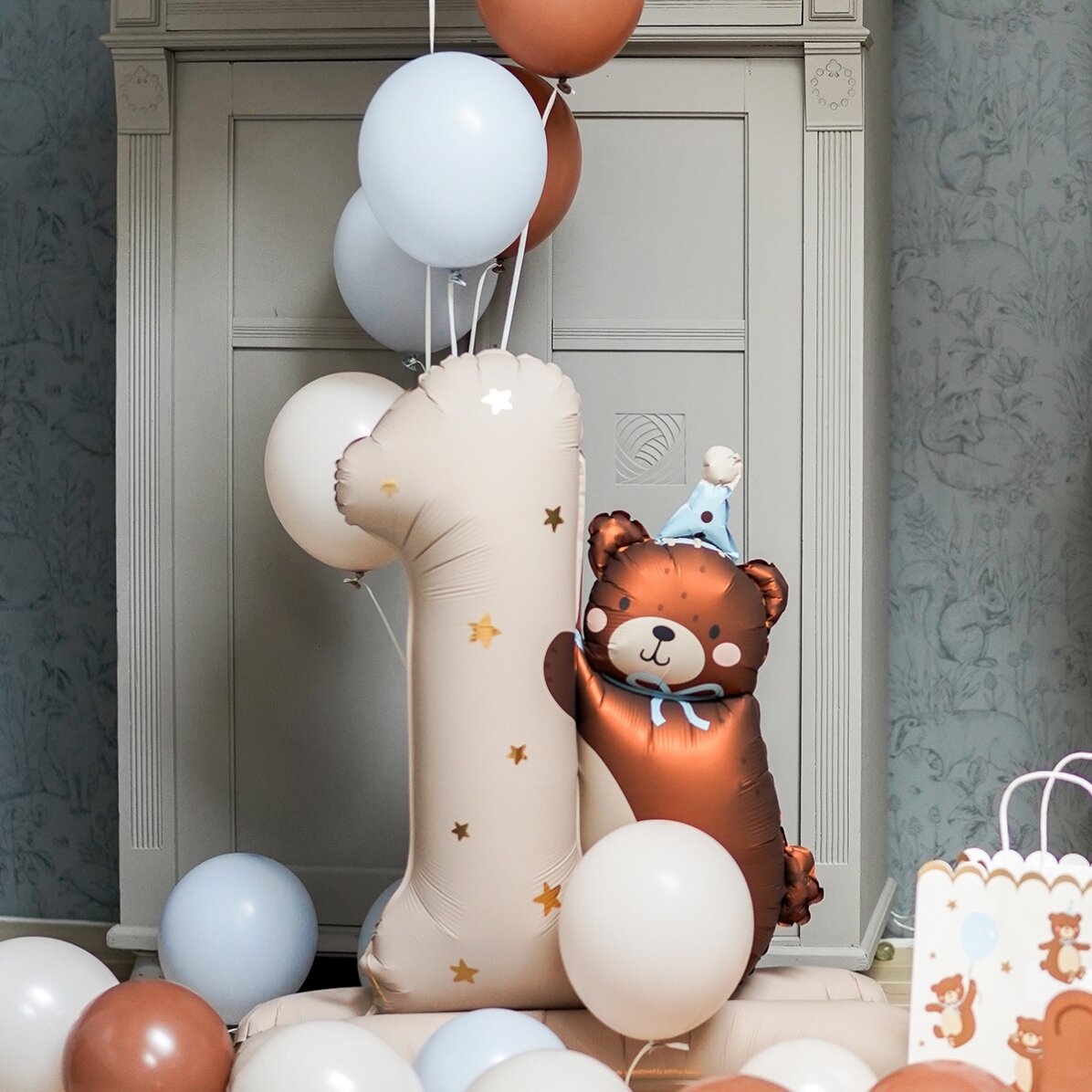 Geburtstagsballon – Zahl 1 mit Bärchen