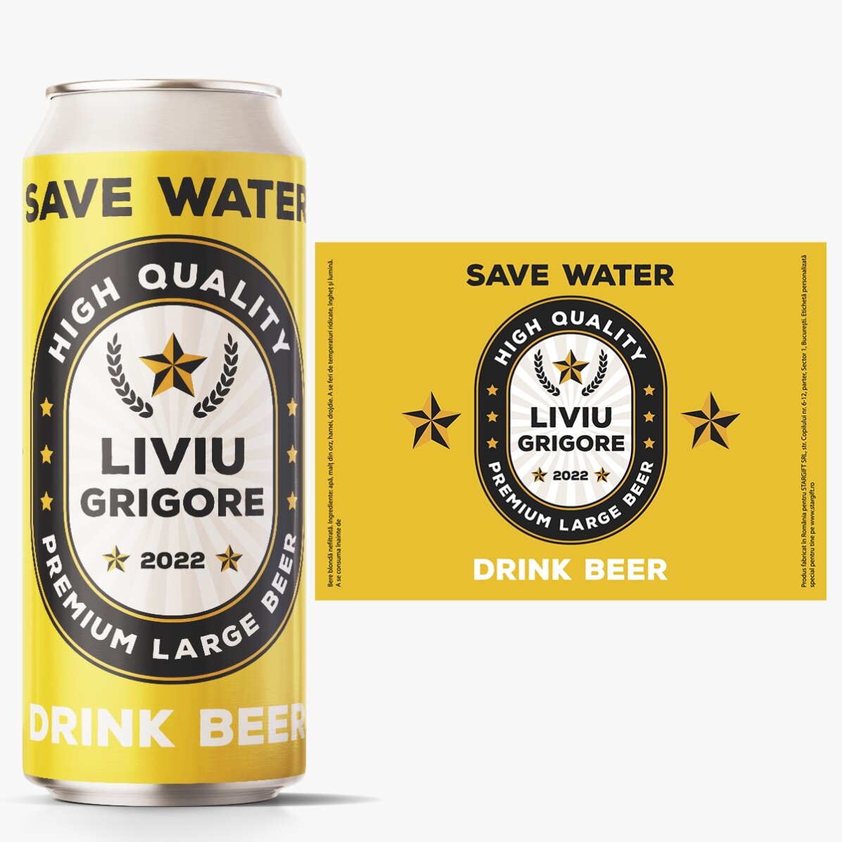 Bier in einer Dose mit individueller Beschriftung – Save water drink beer