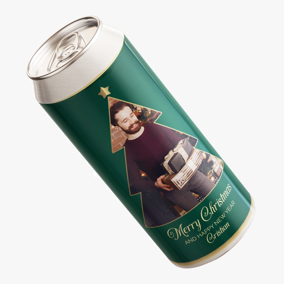 Bier in einer individuell gestalteten Dose mit Foto und Text – Christmas Tree