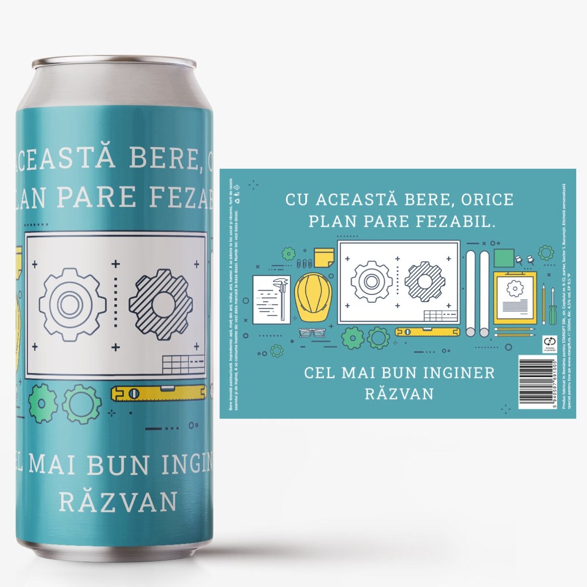 Bier in einer Dose mit individueller Beschriftung – Ingenieur