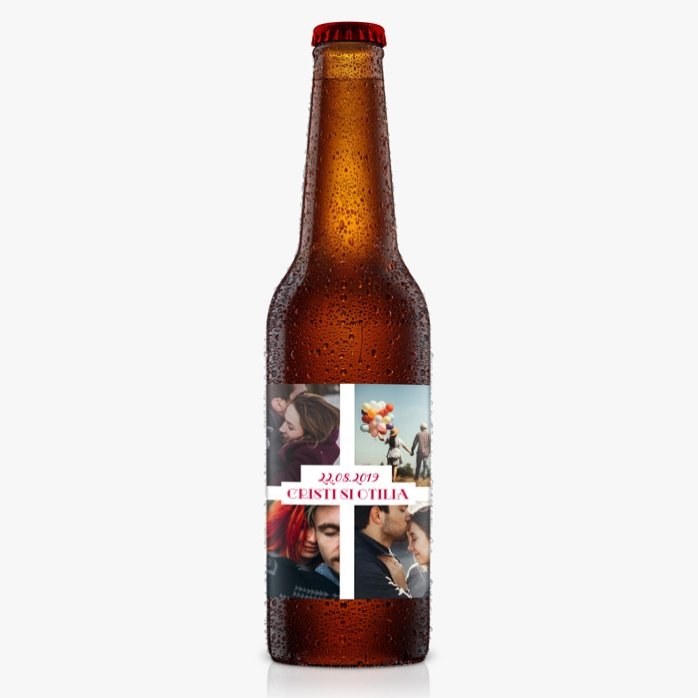Personalisiertes Bier mit 4 Fotos und Text – Love