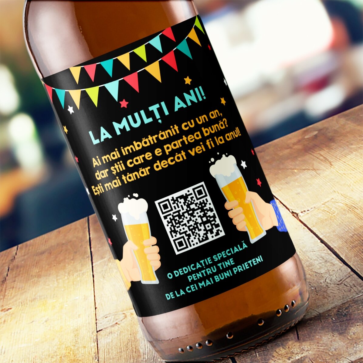 Individuell gestaltetes Bier mit QR-Code und Text – Happy Birthday