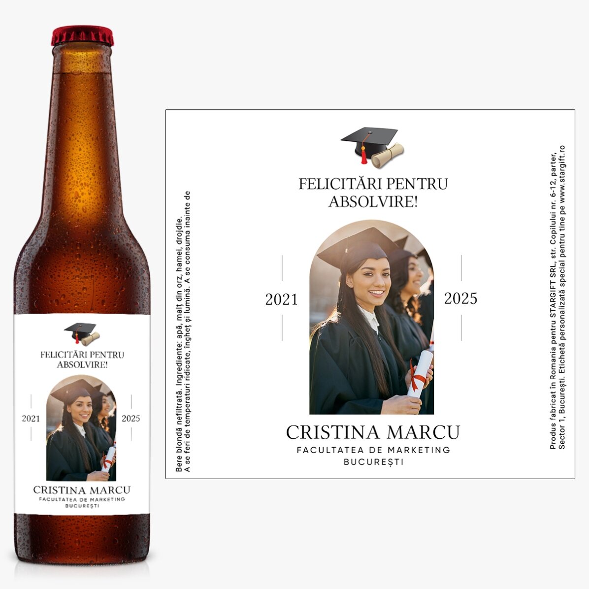 Individuell gestaltetes Bier mit Botschaft und Foto – Abschlussfeier