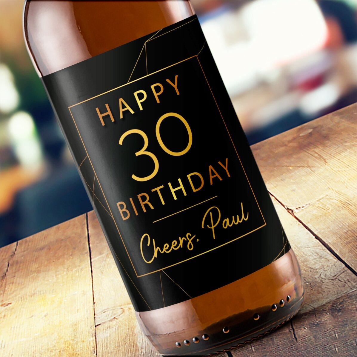 Bier mit individueller Aufschrift – Happy Birthday Gold