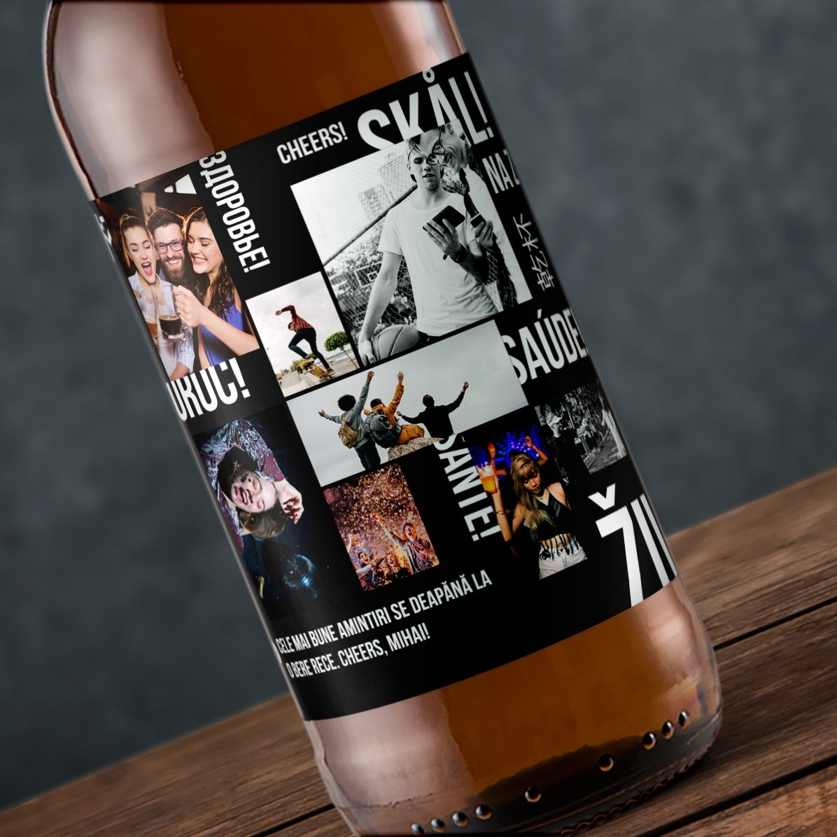Individuell gestaltetes Bier mit Text und 8 Fotos – Prost!