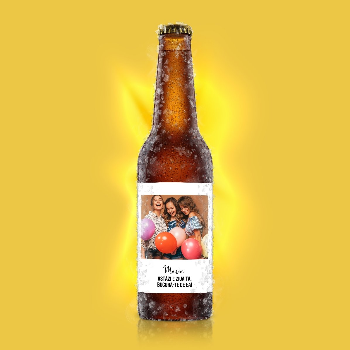 Individuell gestaltetes Bier mit Text und Foto – Glück
