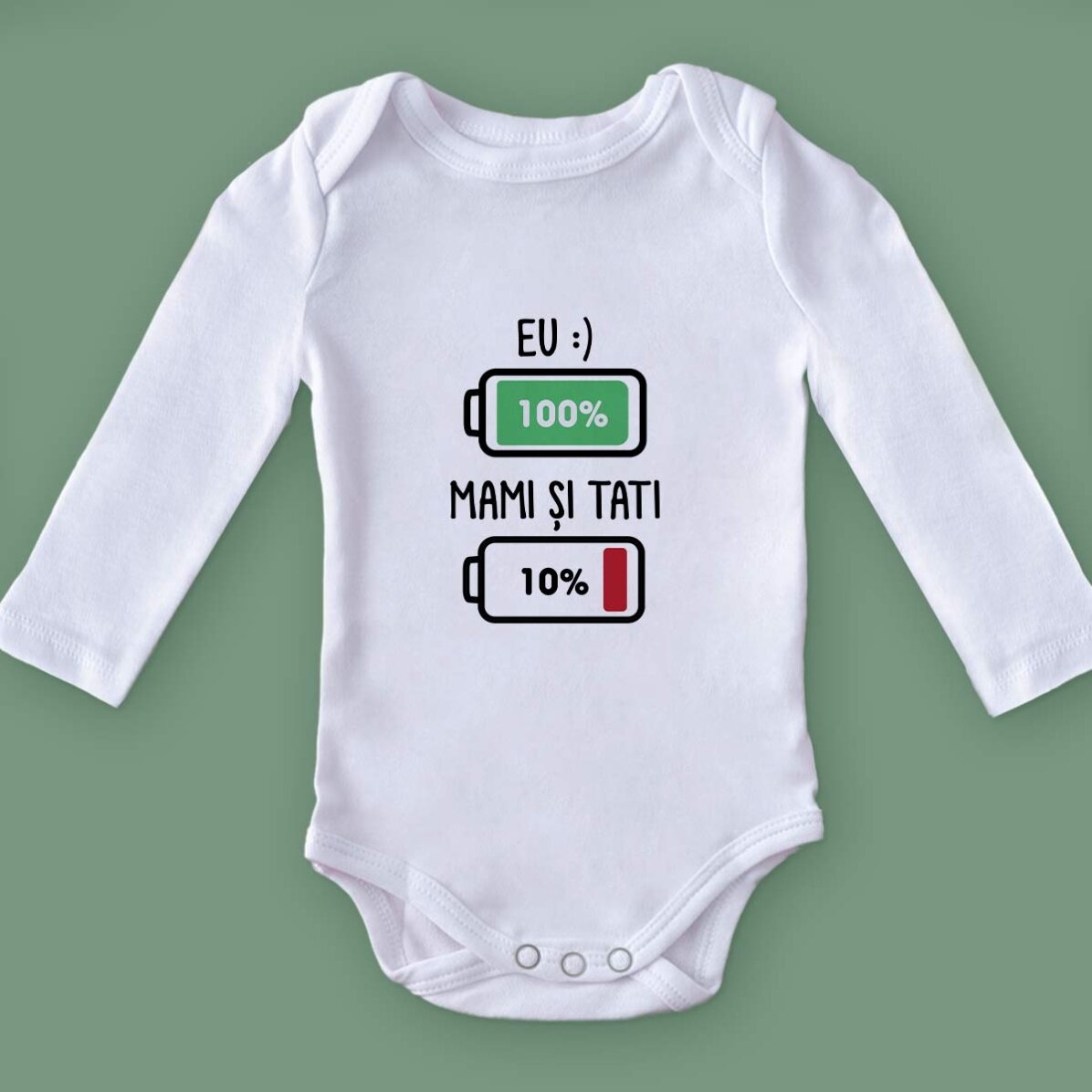 Personalisierter Baby-Body mit Aufdruck – Batterie