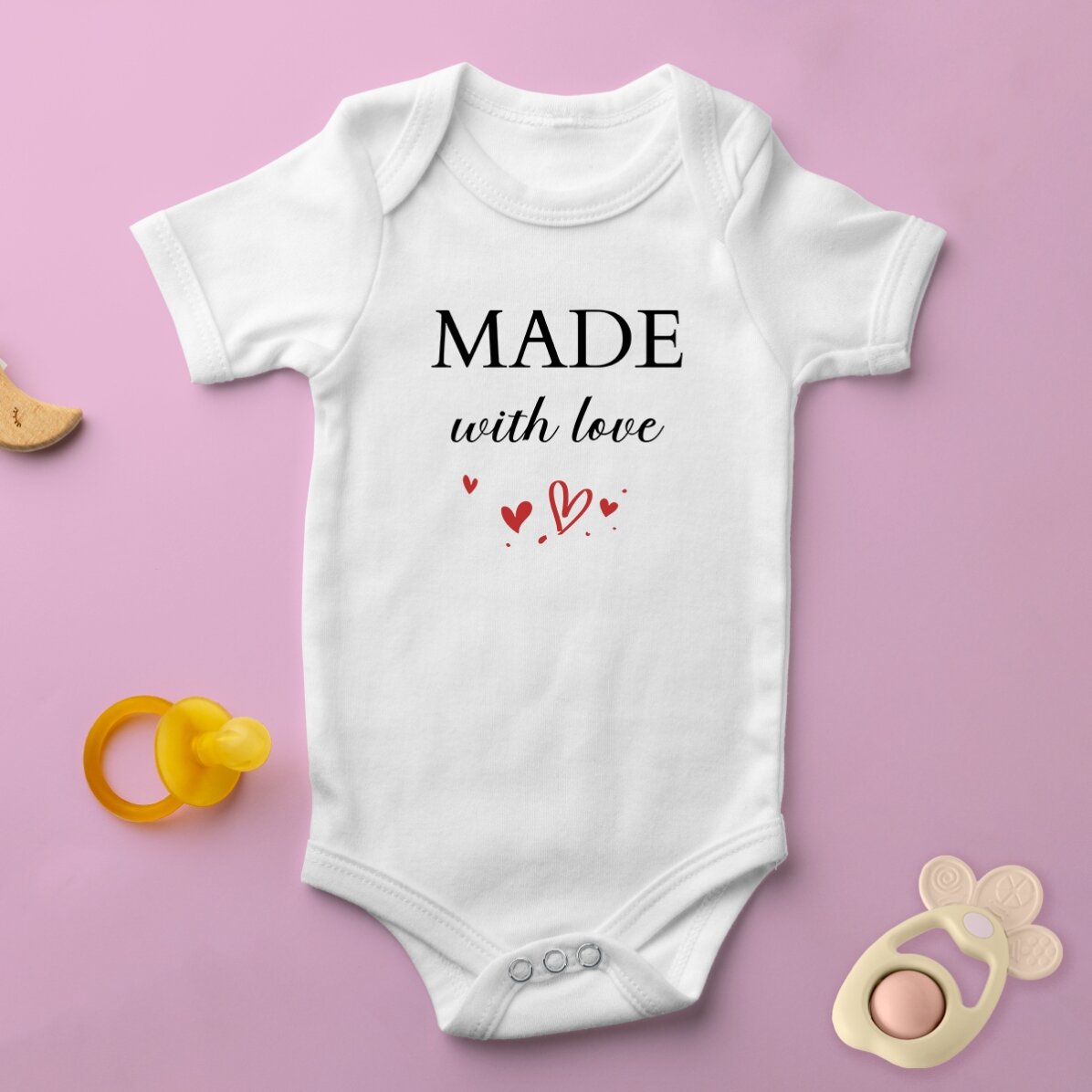 Personalisierter Baby-Body mit Botschaft – Made with love