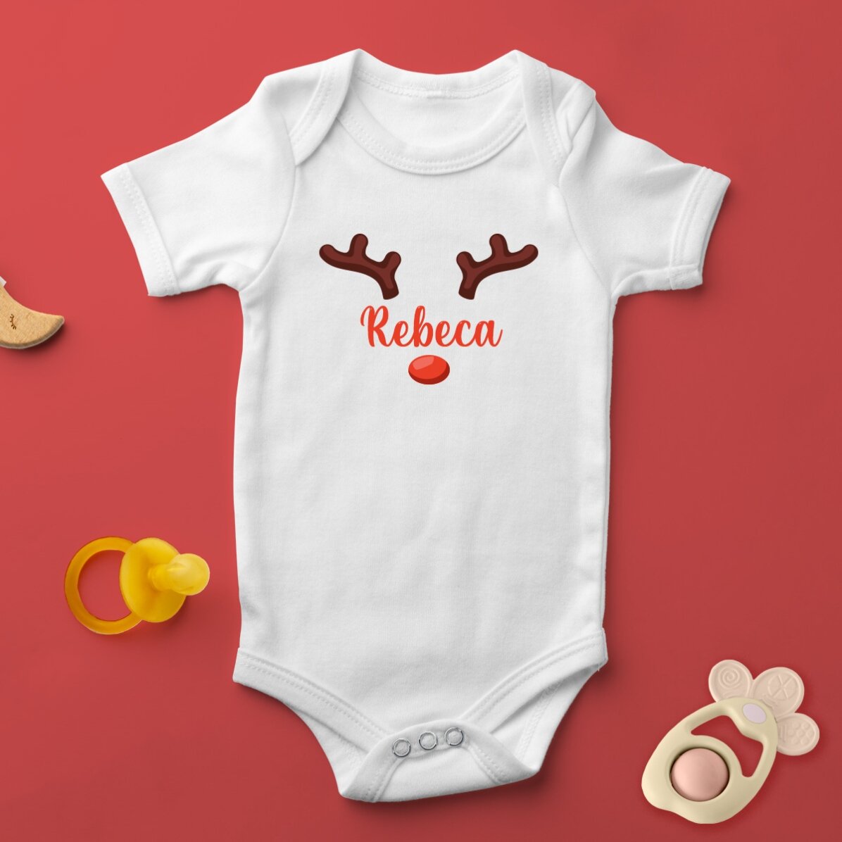 Personalisierter Baby-Body mit Namen – Ren