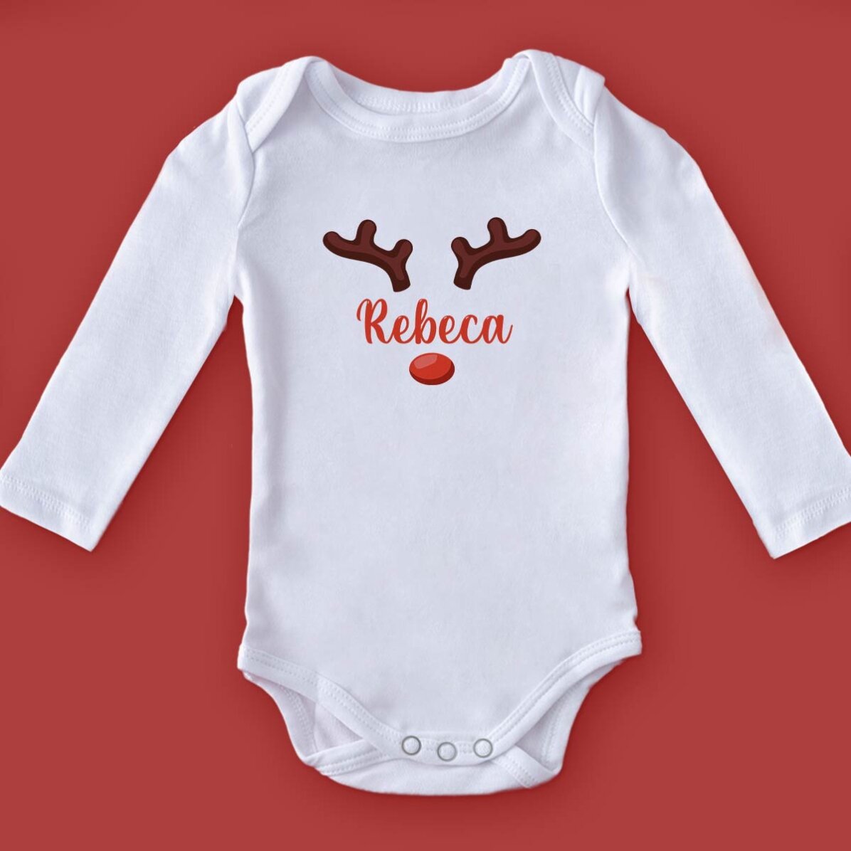 Personalisierter Baby-Body mit Namen – Ren