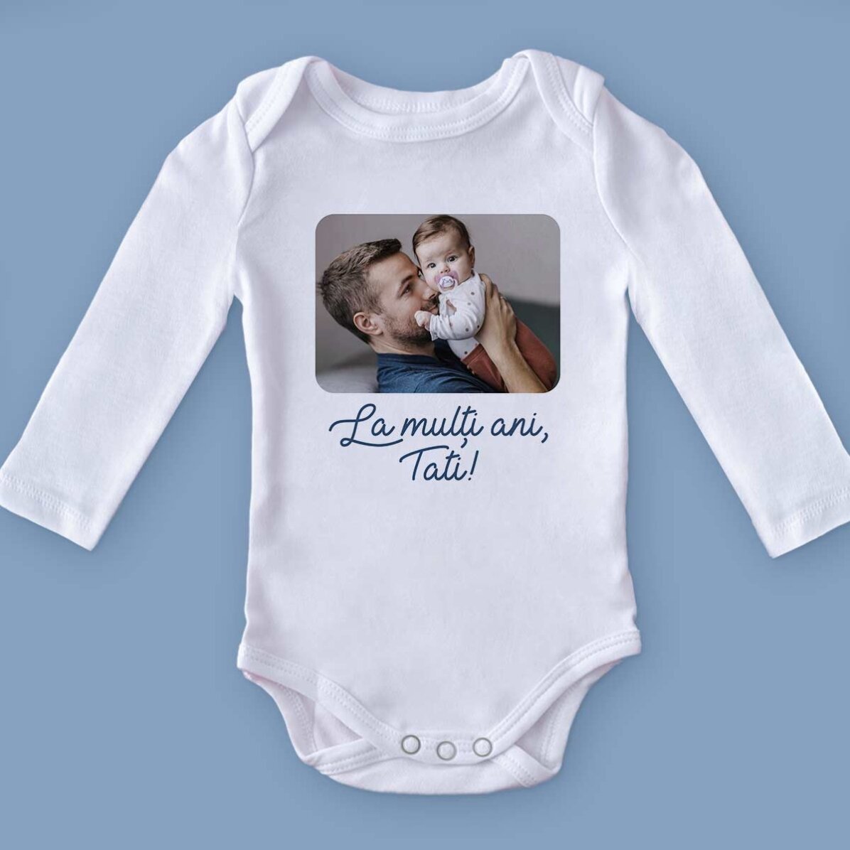 Personalisierter Baby-Body mit Foto und Text