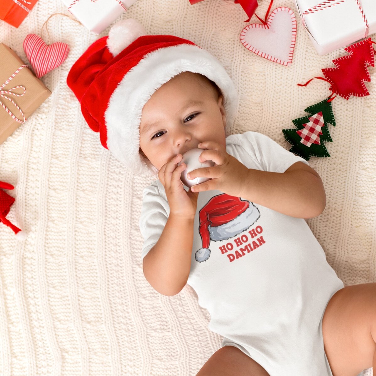 Personalisierter Baby-Body mit Aufdruck – Weihnachten