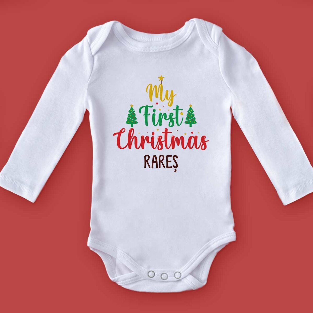 Personalisierter Baby-Body mit Aufdruck – „My first Christmas“
