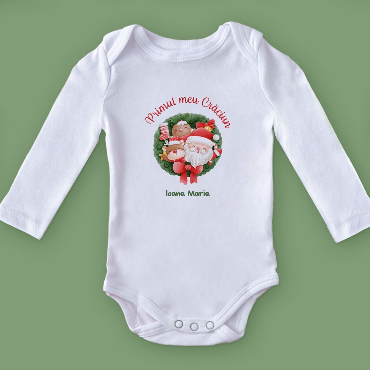 Personalisierter Baby-Body mit Aufdruck – Mein erstes Weihnachtsfest