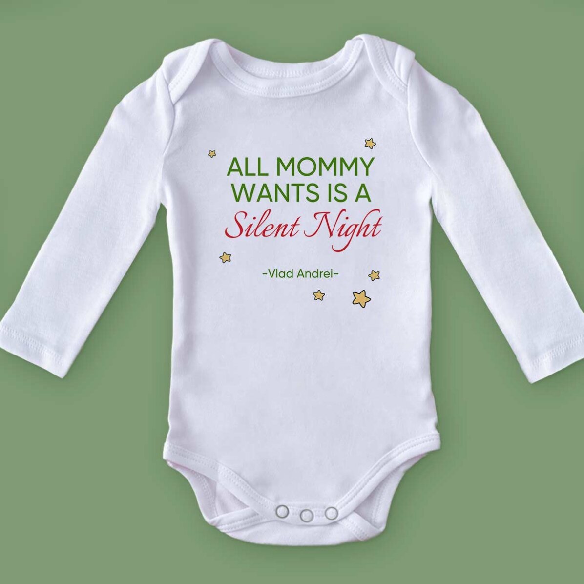 Personalisierter Baby-Body mit Aufdruck – Silent Night