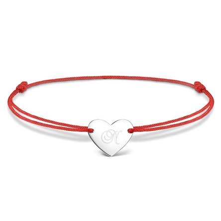 Personalisiertes Kordelarmband – Herz 12 x 10 mm – 925er Silber – Modell „Initiale 3“