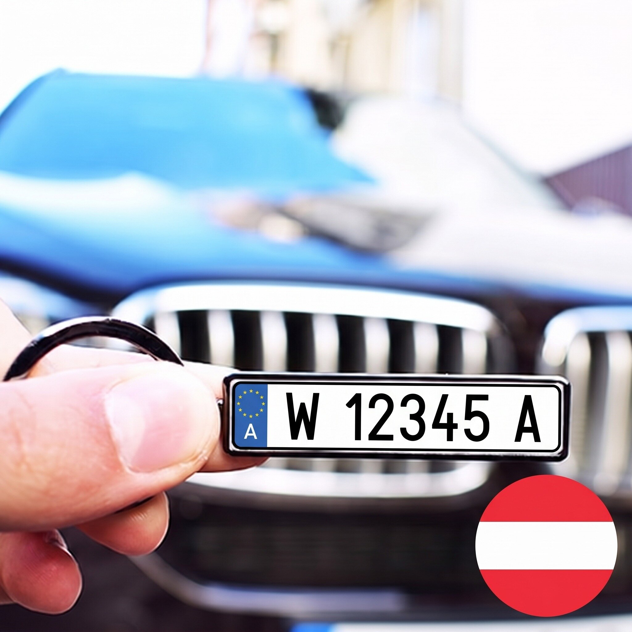 Personalisierter Schlüsselanhänger mit Kfz-Kennzeichen aus Österreich