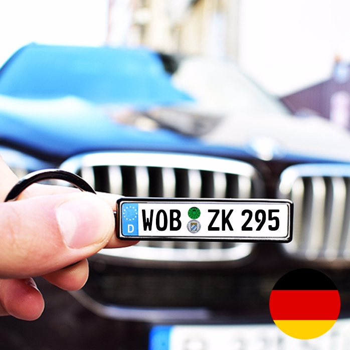 Personalisierter Schlüsselanhänger mit Kfz-Kennzeichen aus Deutschland