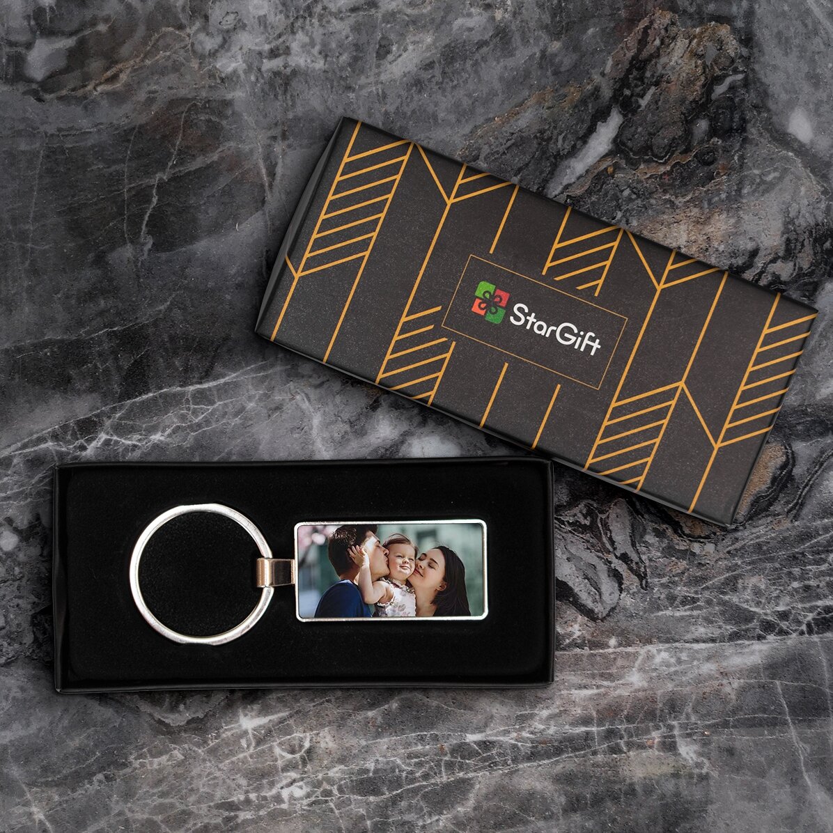 Personalisierter Schlüsselanhänger mit Foto und Botschaft