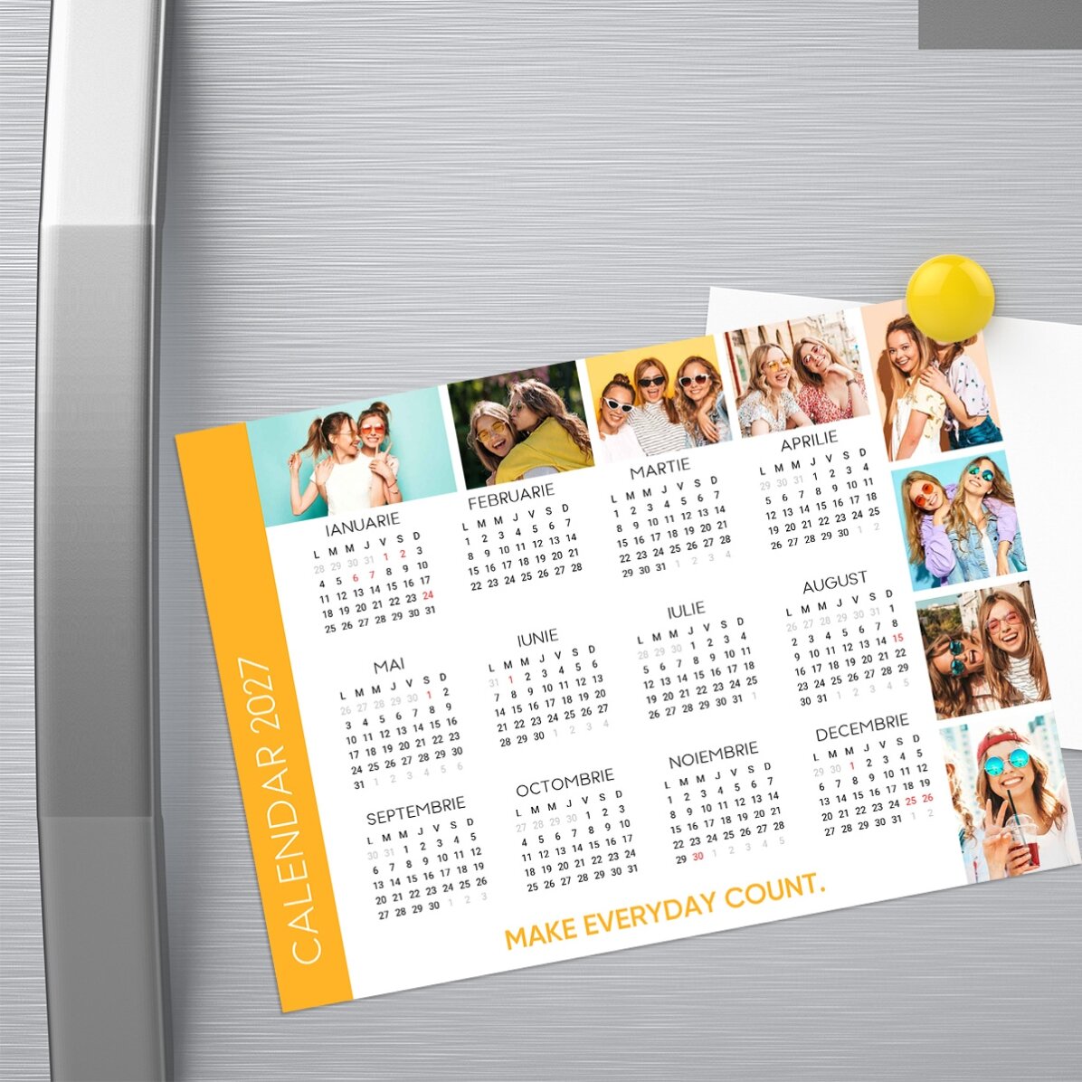 Personalisierter Magnetkalender mit 8 Fotos und einer Botschaft