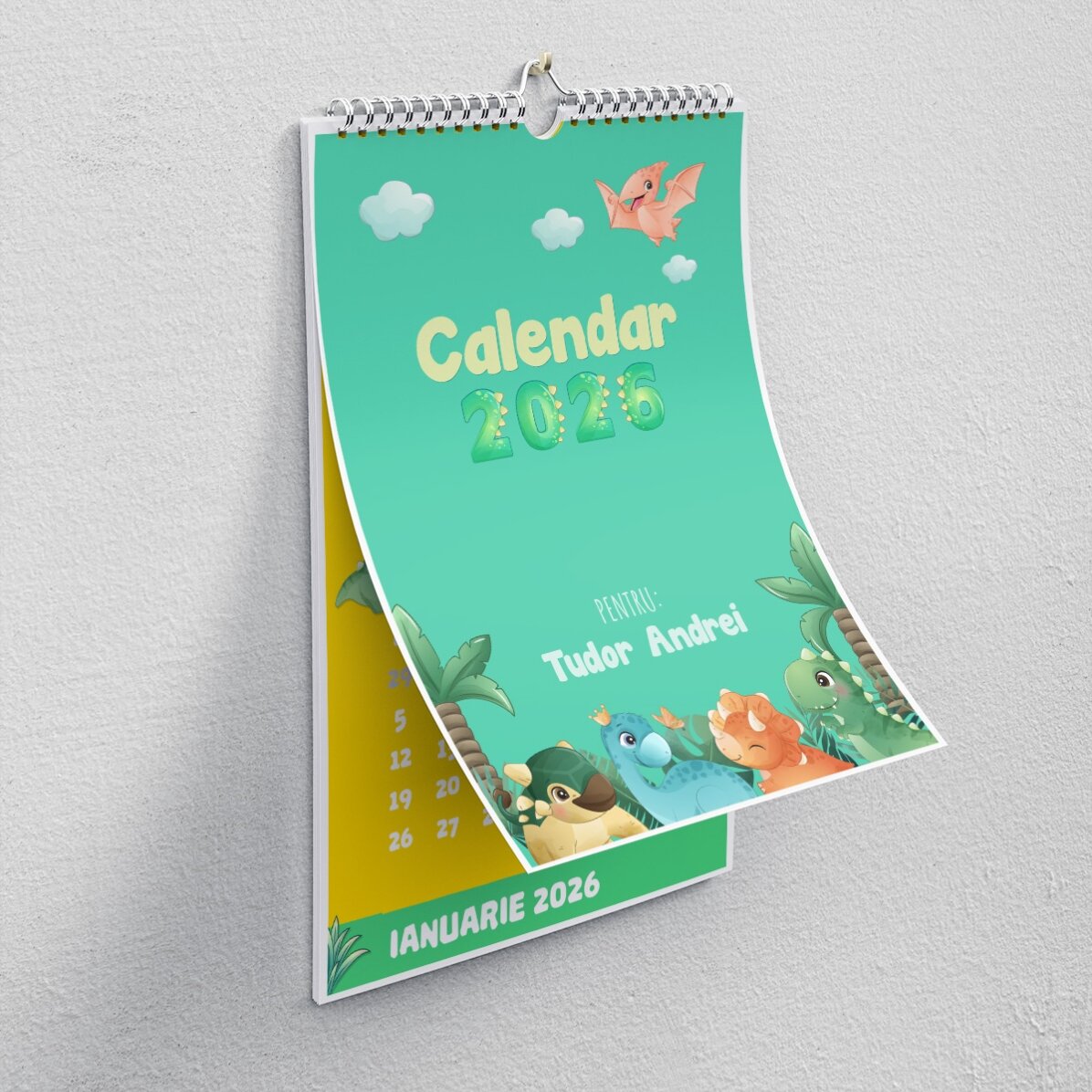 Individuell gestalteter Kalender für Kinder mit Fotos und Text – Dino