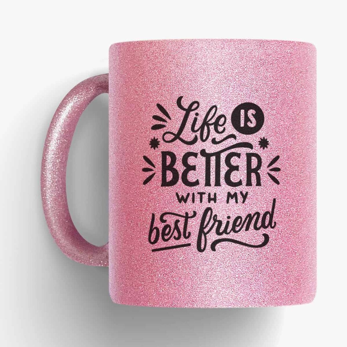 Personalisierte Glitzer-Tasse mit Namen – beste Freundin