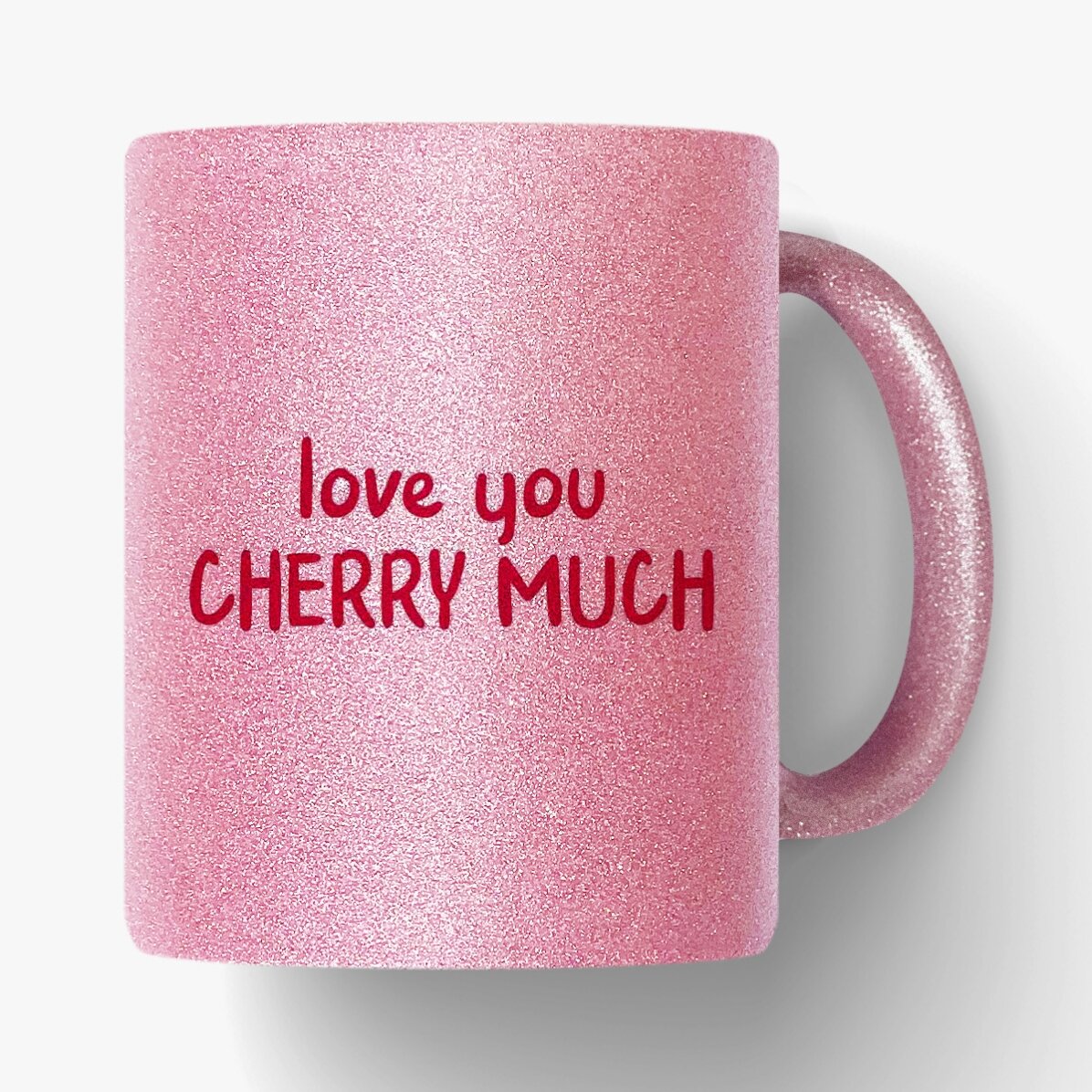 Personalisierter Glitzerbecher mit Text – Cherry