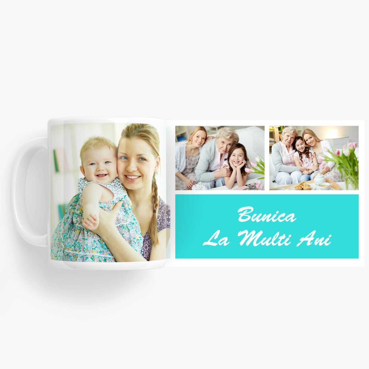 Personalisierte Tasse mit 3 Fotos und einer Botschaft