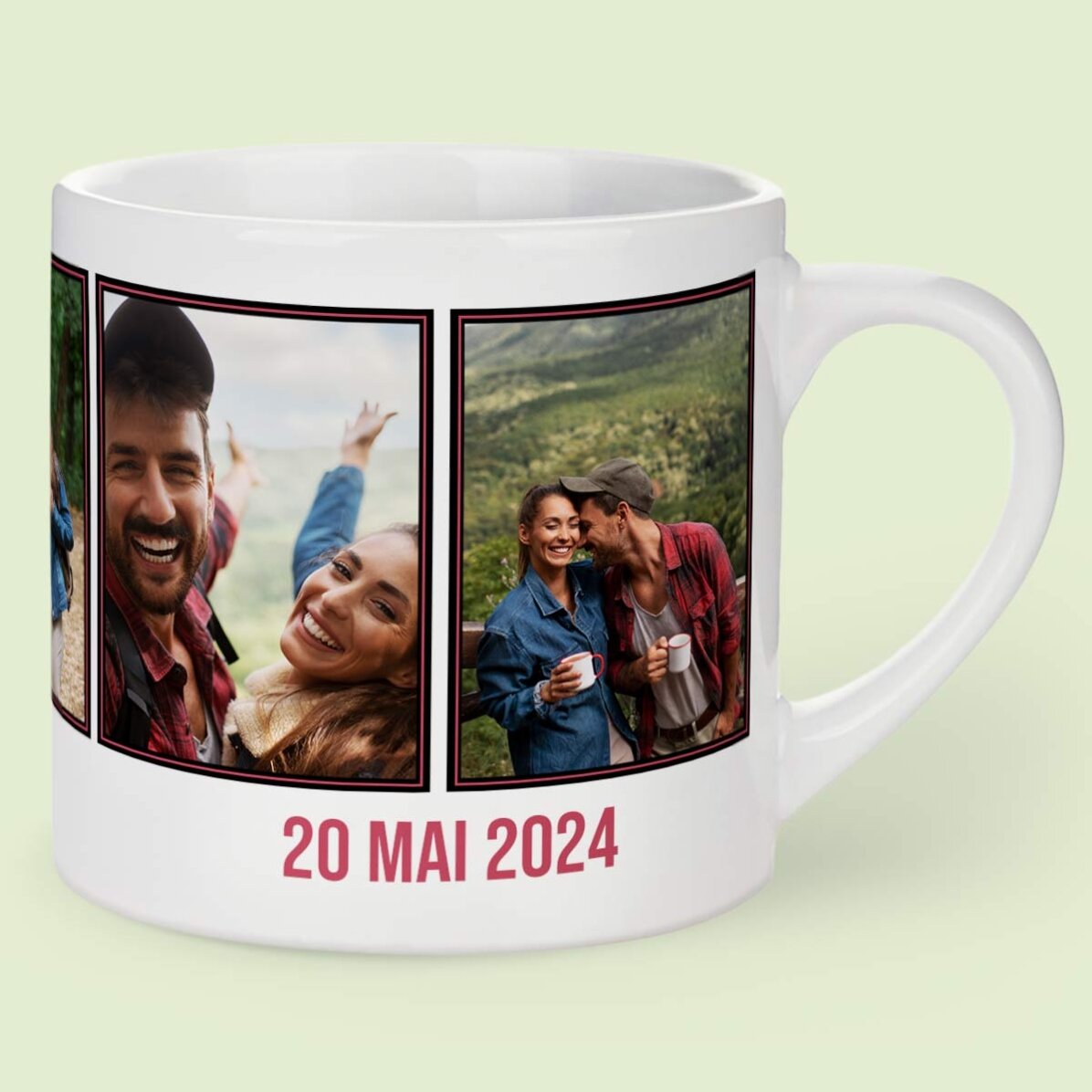 Personalisierte Espressotasse mit 5 Fotos und Text – Erinnerungen