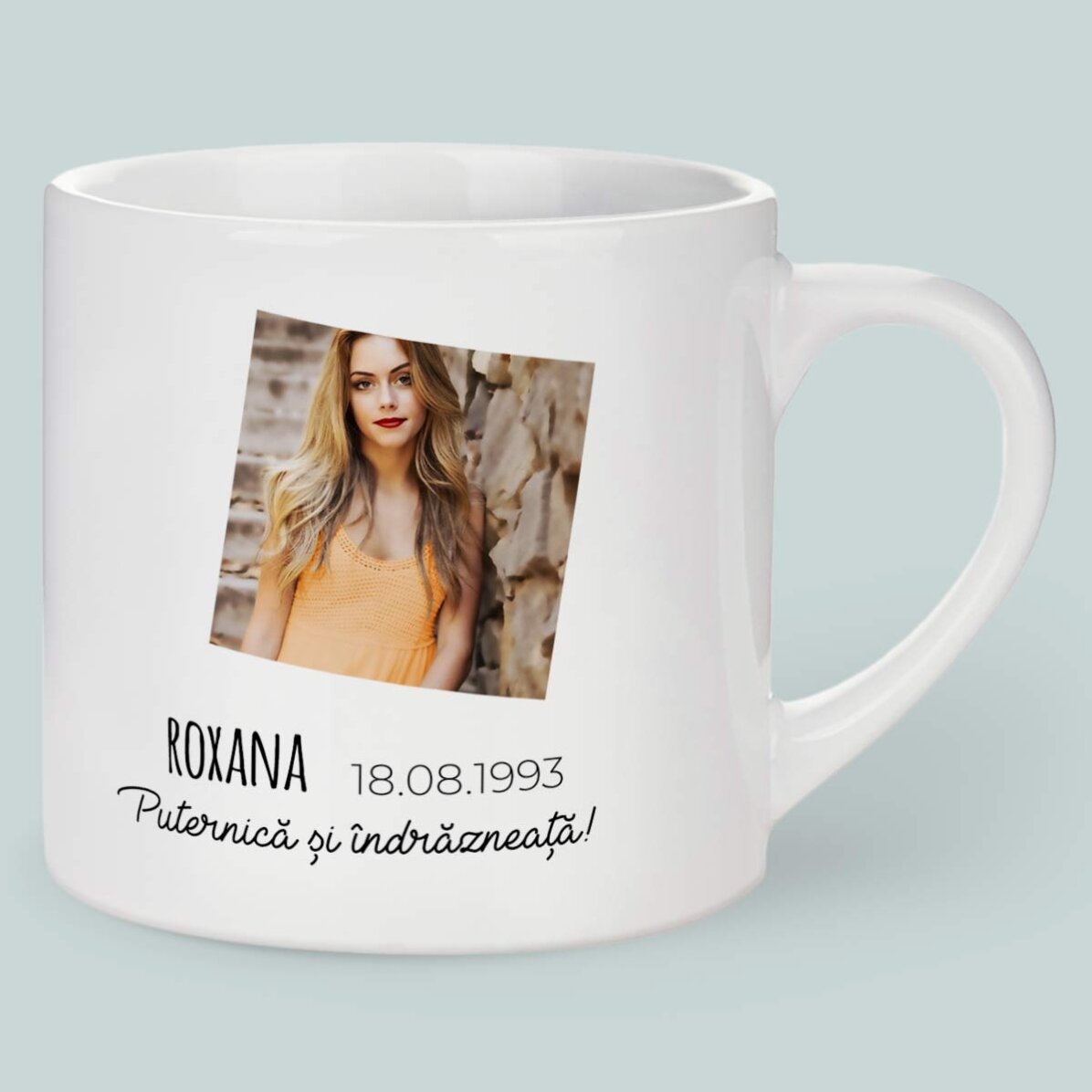 Personalisierte Espressotasse mit Foto und Text – Sternzeichen Löwe