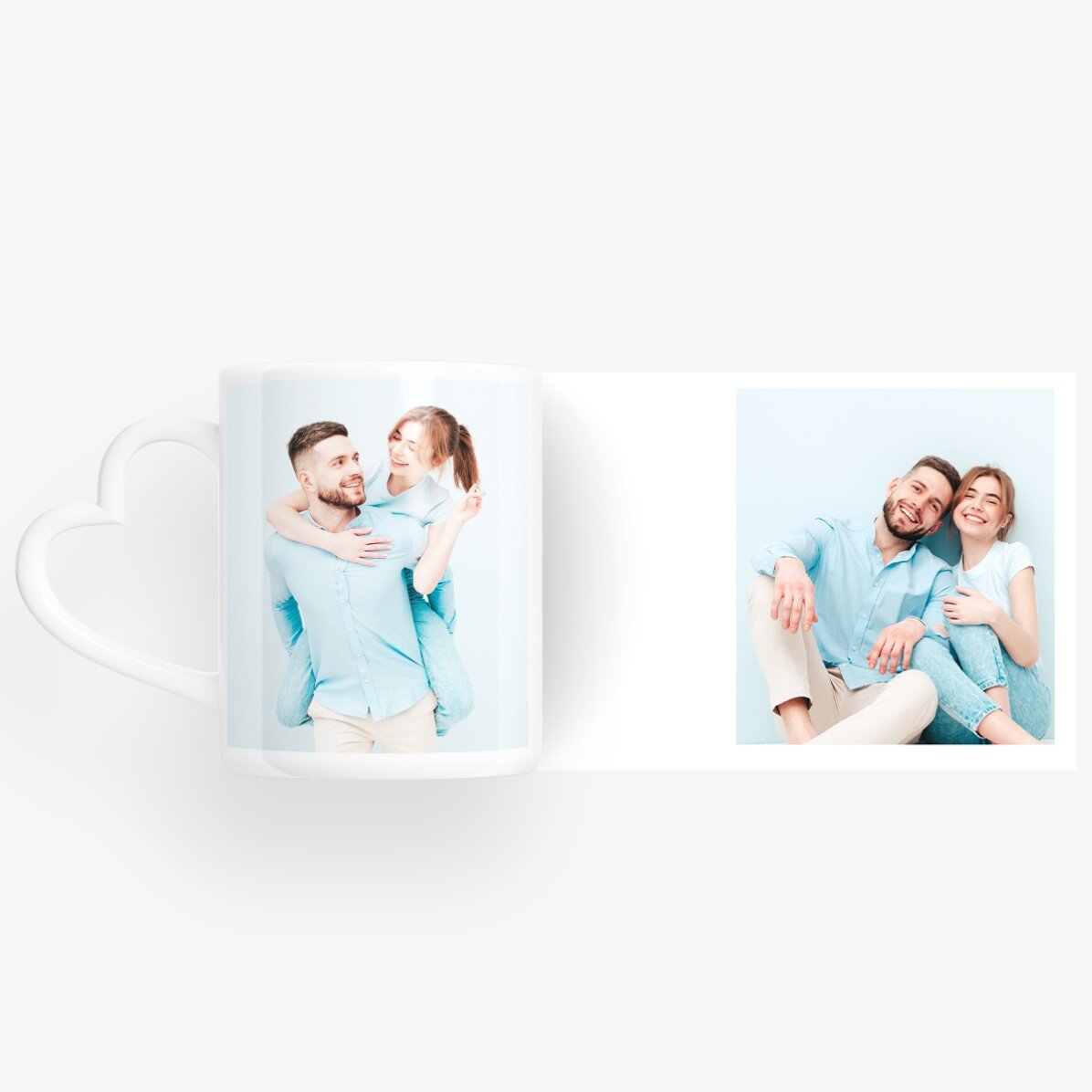 Personalisierte Tasse mit 2 Fotos – Modell mit herzförmigem Henkel