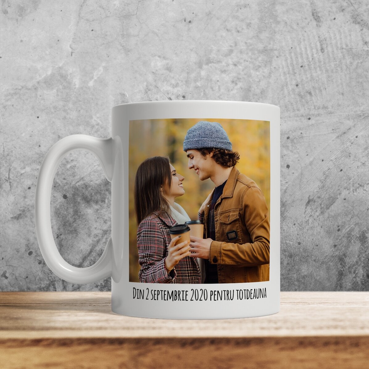 Personalisierte Tasse mit 2 Fotos und Text