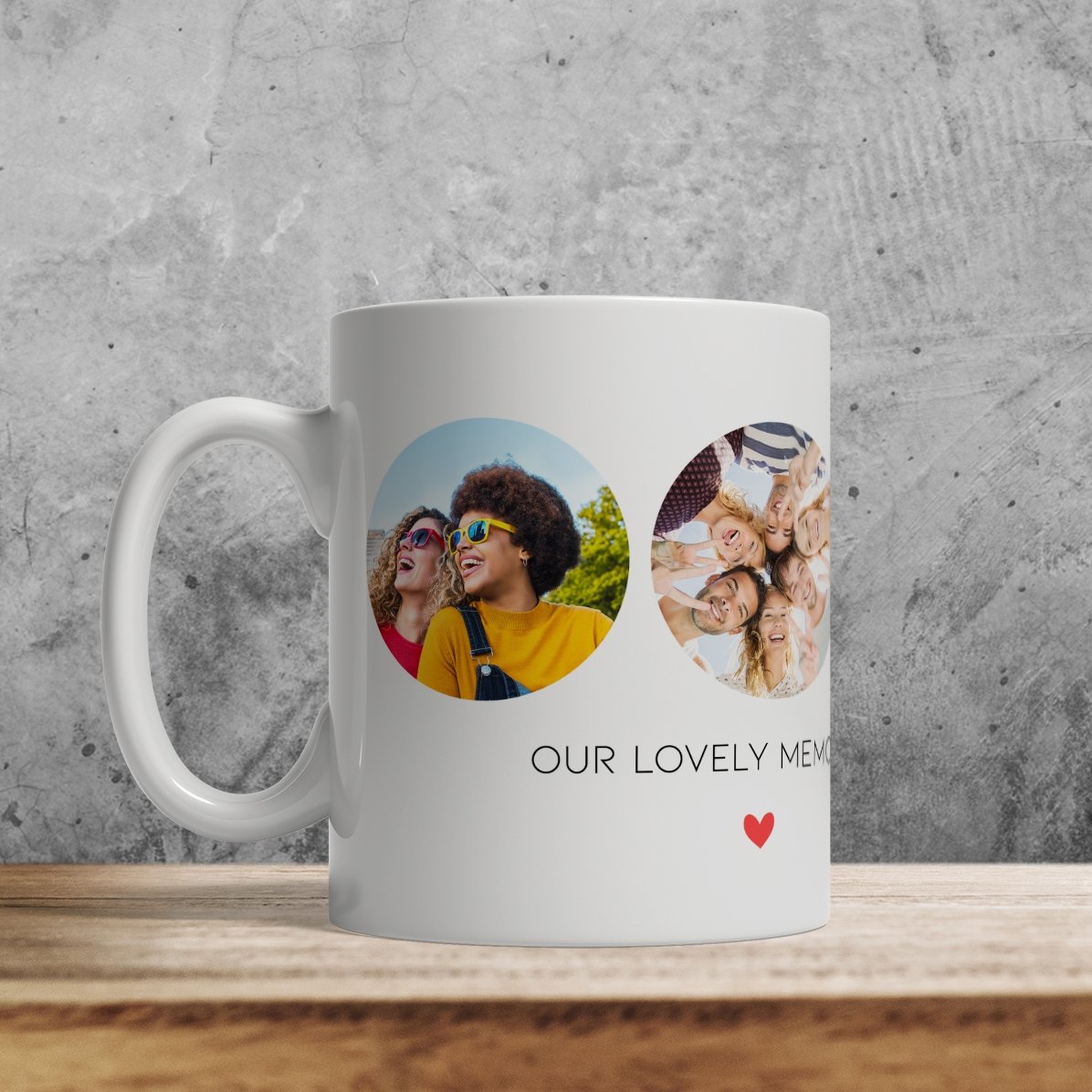 Personalisierte Tasse mit 3 Fotos und Text – Unvergessliche Erinnerungen