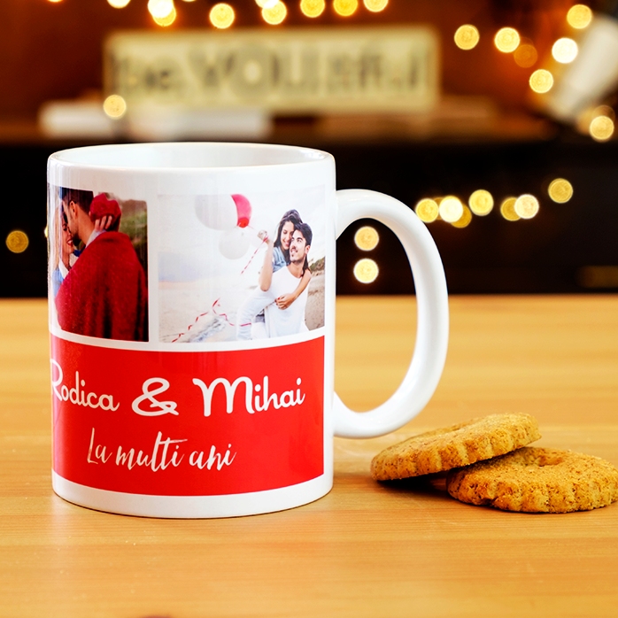 Personalisierte Tasse mit 3 Fotos und Text