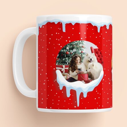 Personalisierte Tasse mit 3 Fotos – Schnee