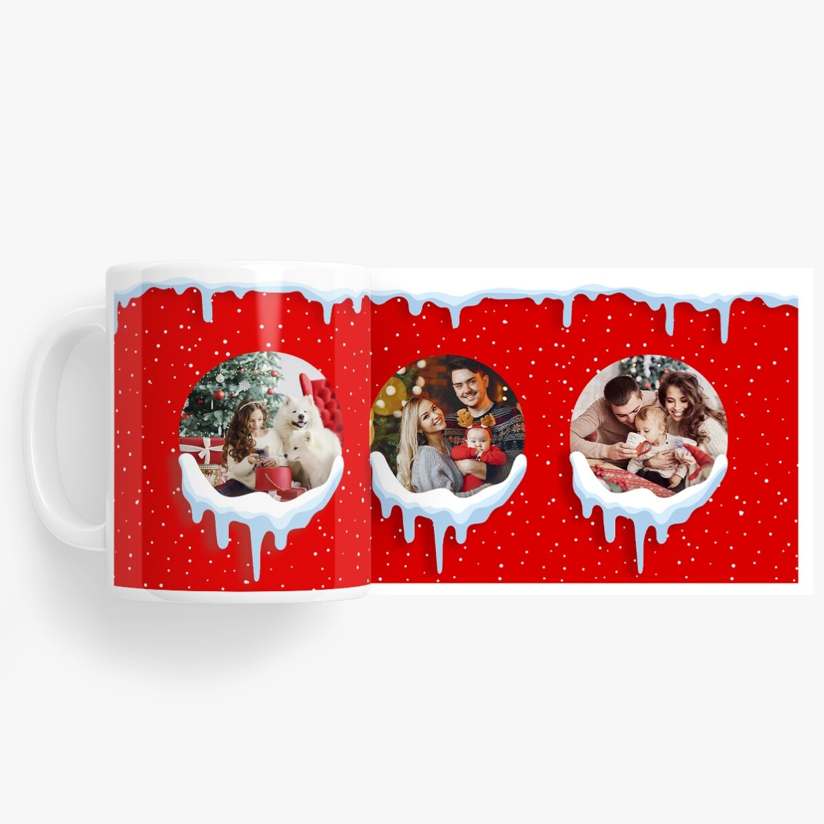 Personalisierte Tasse mit 3 Fotos – Schnee
