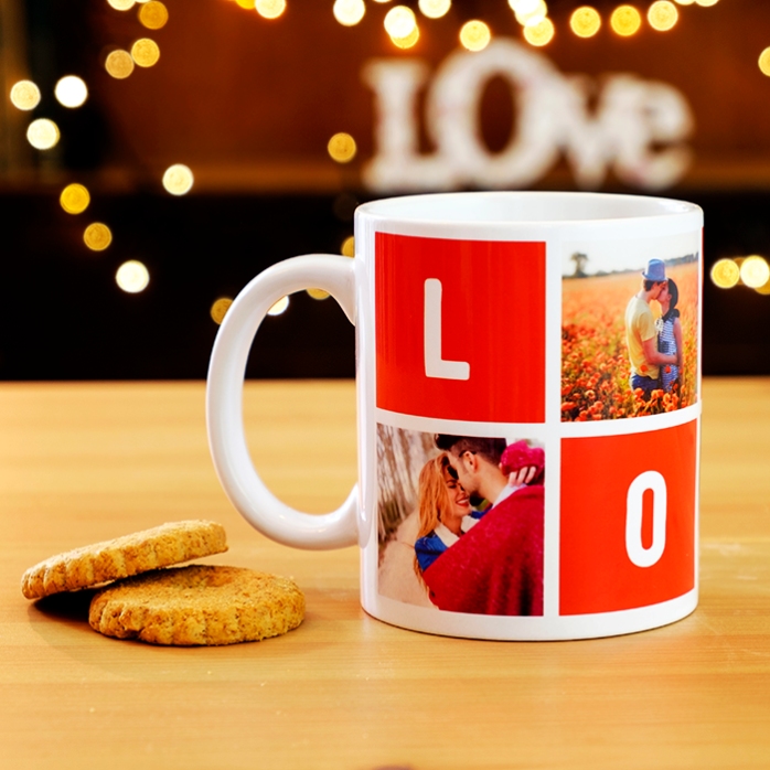 Personalisierte Tasse mit 4 „Love“-Fotos