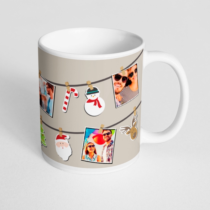 Personalisierte Tasse mit 4 Fotos – Weihnachtsmotiv