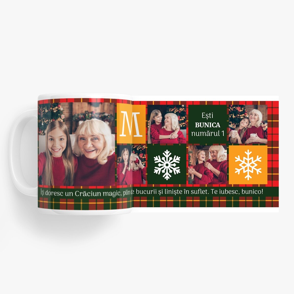 Personalisierte Tasse mit 5 Fotos und Text – Weihnachtlich