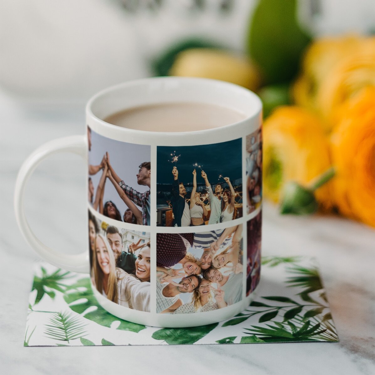 Personalisierte Tasse mit 6 Fotos und einer Botschaft