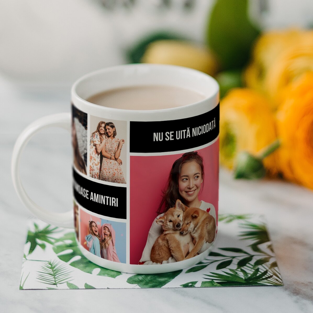 Personalisierte Tasse mit 8 Fotos und Text – Die schönsten Erinnerungen